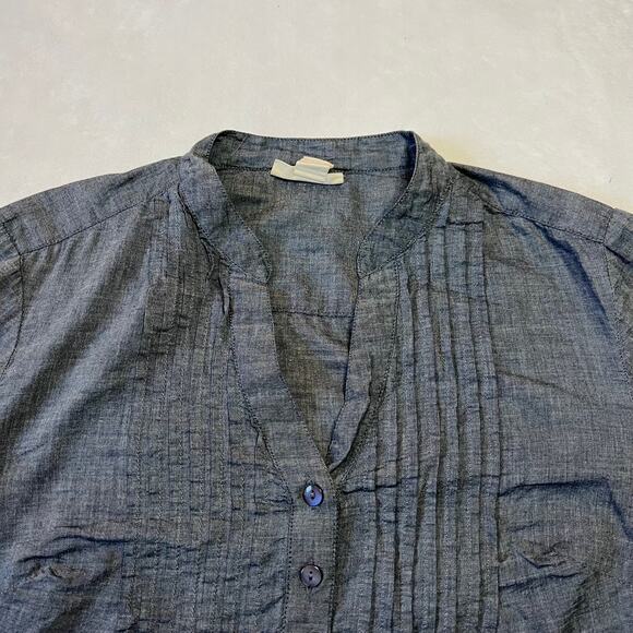 Style & Co. Quarter Button Up Chambray Tunic Top Size S Lightweight Lace Boho - Picture 4 of 11